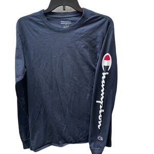 ❤️ CHAMPION MENS NAVY LOGO LONG SLEEVE TOP SIZE SMALL